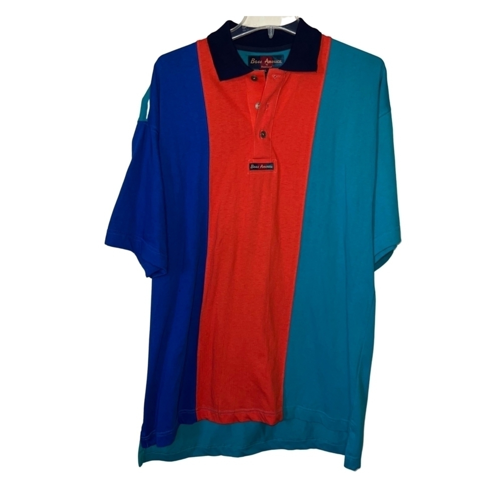 Vintage Boss America Color Block Vintage Polo Size Extra Large